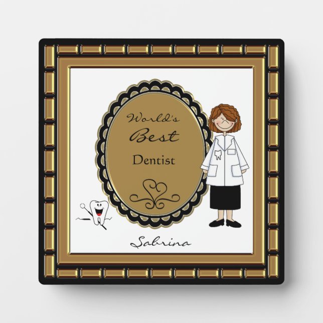 World's Best Dentist Female Plaque (Front)