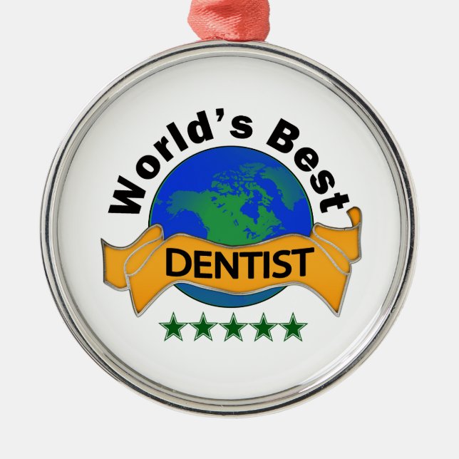 World's Best Dentist Metal Tree Decoration (Front)