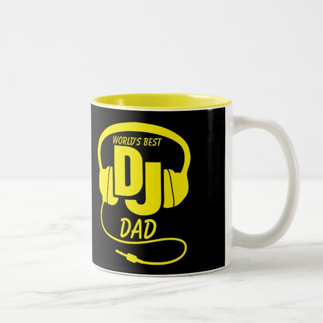 World's best DJ Dad black yellow mug (Right)