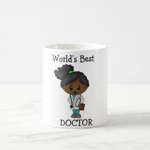 World's Best Doctor - Cute Black Female Brunette  Coffee Mug