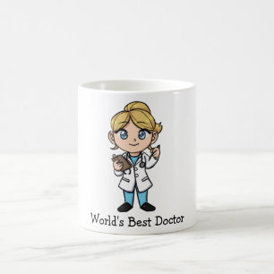 World's Best Doctor - Cute Blonde Blue-Eyed Female Coffee Mug