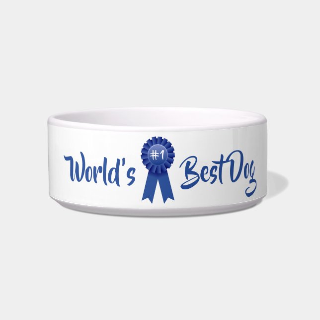 World's Best Dog, #1 Blue Ribbon Pet Bowl (Front)