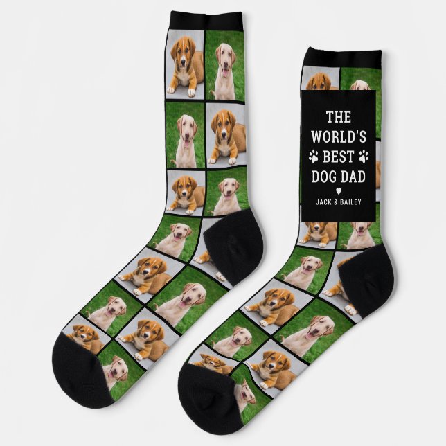 Worlds Best Dog Dad 2 Photo Collage Socks (Left)