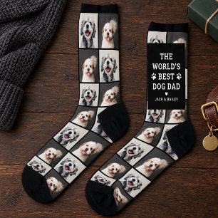 Worlds Best Dog Dad 2 Photo Collage Socks