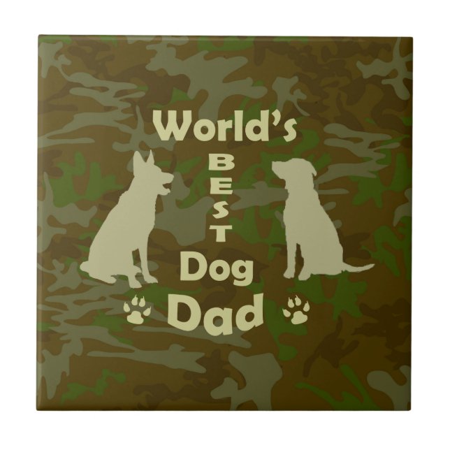World's Best Dog Dad Ceramic Tile (Front)