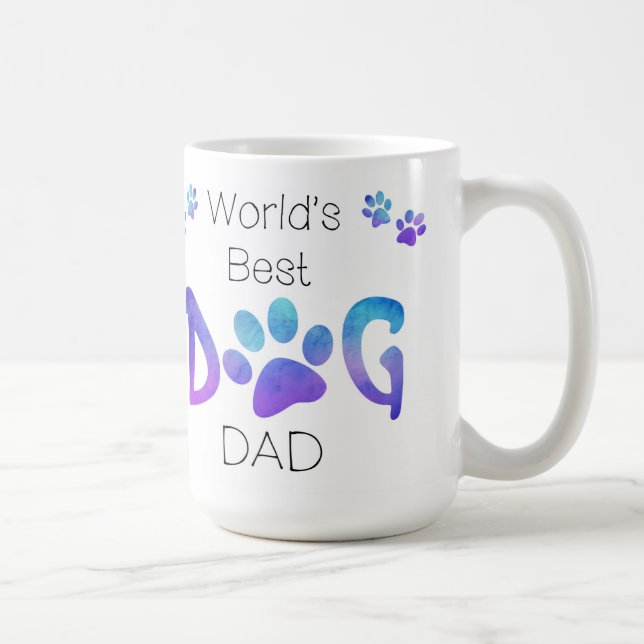 World's Best Dog Dad- Dog Dad Birthday - PawPrints Coffee Mug (Right)