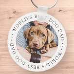 World's Best Dog Dad Elegant Simple Custom Photo Key Ring<br><div class="desc">This simple and classic design is composed of serif typography and add a custom photo.</div>