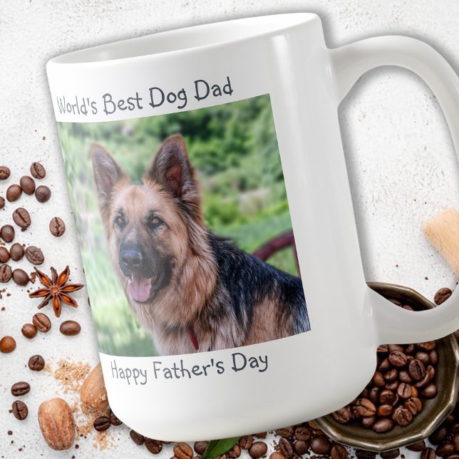 Worlds Best Dog Dad- Father's Day - Grey Pet Photo Coffee Mug (Creator Uploaded)