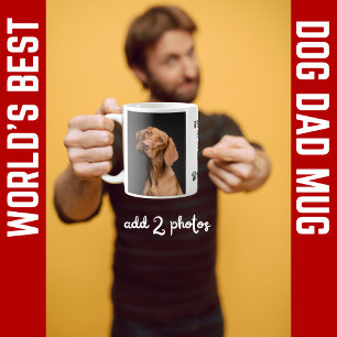 World's Best Dog Dad Heart Paw 2 Photo Coffee Mug