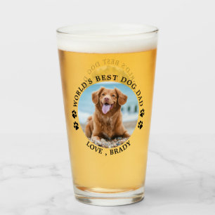 World's Best Dog Dad Paw Prints Custom Pet Photo G Glass