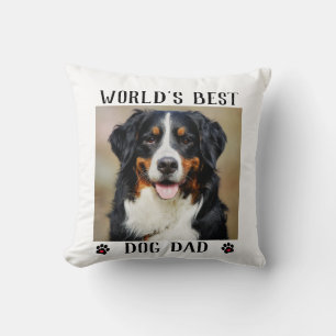 World's Best Dog Dad Paw Prints Pet Photo Cushion