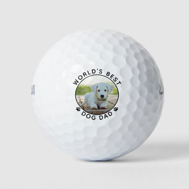 World's Best Dog Dad Paw Prints Pet Photo Golf Balls (Front)