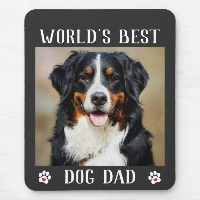 World's Best Dog Dad Paw Prints Pet Photo Mouse Pad (Front)