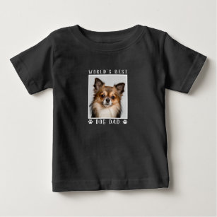 World's Best Dog Dad Paw Prints Pet Photo on Black Baby T-Shirt