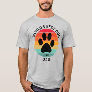 World's Best Dog Dad Pawprint Retro Sunset Custom T-Shirt