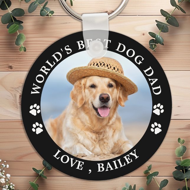 Worlds Best Dog Dad Personalised Cute Pet Photo Key Ring (Creator Uploaded)
