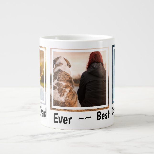 World's Best Dog Dad Personalised Pet Photo Large Coffee Mug (Front)