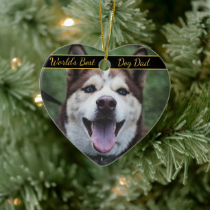 World's Best Dog Dad Pet Photo  Ceramic Ornament