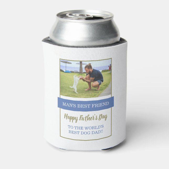 World's Best Dog Dad Photo Father's Day Can Cooler (Can Back)