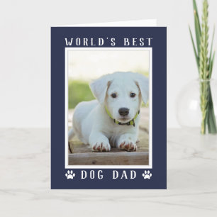 World's Best Dog Dad Photo Navy Blue Father's Day Card