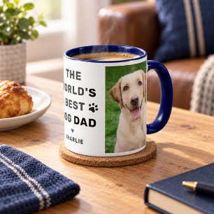 Worlds Best Dog Dad Photo Navy Mug