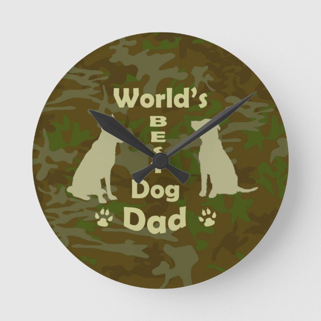 World's Best Dog Dad Round Clock (Front)