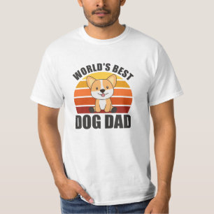 Worlds Best Dog Dad Sweet Dog Corgi Dog Sunset T-Shirt