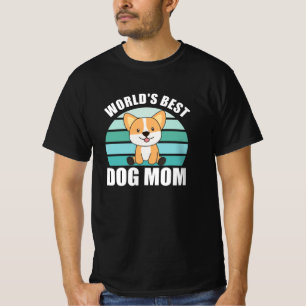 Worlds Best Dog Mom - Dog Corgi Vintage Sunset T-Shirt