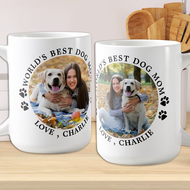 World's Best Dog Mom Paw Prints Pet Photo Coffee Mug (Creator Uploaded)