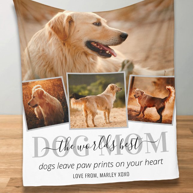 Worlds Best Dog Mum 4 Photo Fleece Blanket (Creator Uploaded)