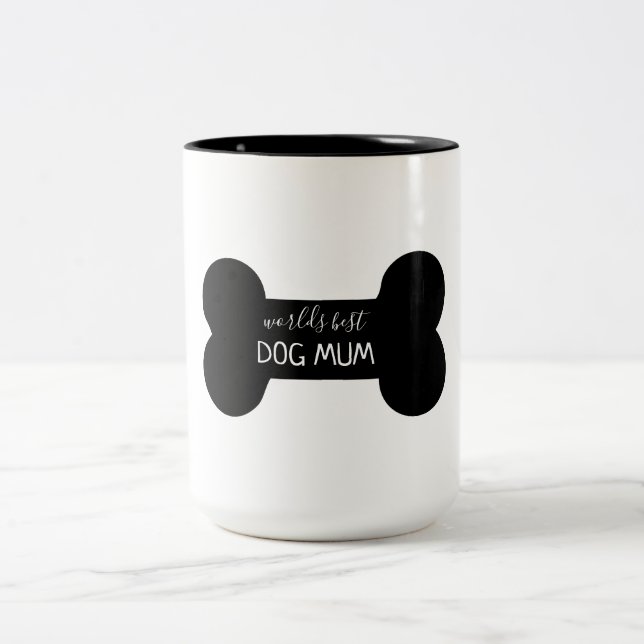 World's best dog mum bone Two-Tone coffee mug (Center)