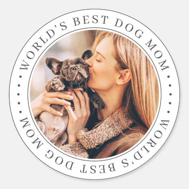 World's Best Dog Mum Classic Simple Photo Round Sticker (Front)