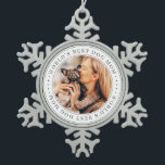 World's Best Dog Mum Classic Simple Photo Snowflake Pewter Christmas Ornament<br><div class="desc">This simple and classic design is composed of serif typography and add a custom photo.</div>