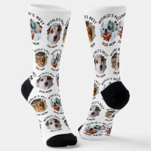 World's Best Dog Mum Custom 3 Dog Photo Socks