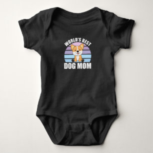 Worlds Best Dog Mum - Dog Corgi Vintage Sunset Baby Bodysuit