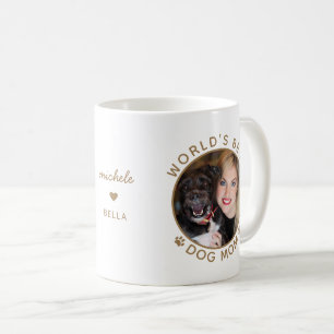 World's Best Dog Mum Gold Custom Name Pet Photo Coffee Mug