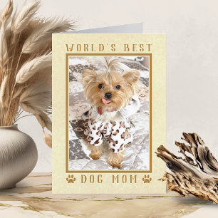 World's Best Dog Mum Gold Mother's Day Photo Card