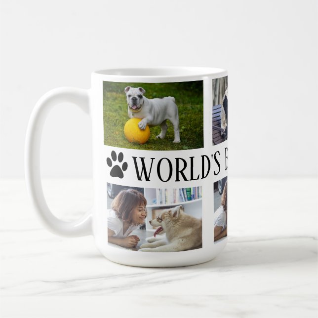 Worlds Best Dog Mum Mug, Personalised Custom Photo Coffee Mug (Left)