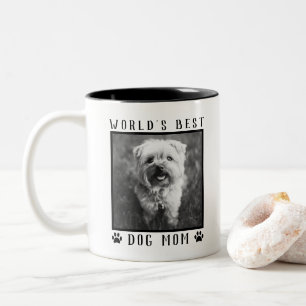World's Best Dog Mum Paw Prints Black White Photo Two-Tone Coffee Mug
