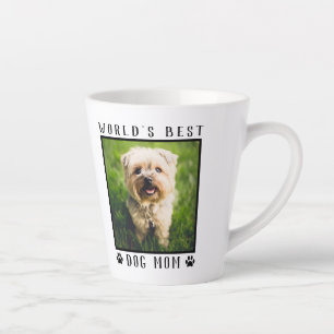 World's Best Dog Mum Paw Prints Pet Photo Frame Latte Mug