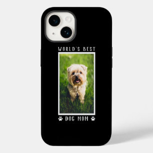 World's Best Dog Mum Paw Prints Pet Photo on Black iPhone 14 Case