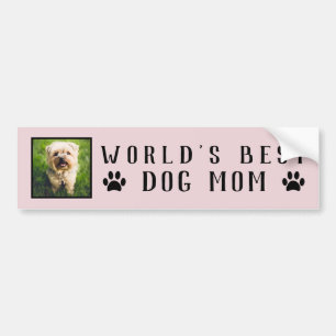 World's Best Dog Mum Paw Prints Pet Photo Pink Bumper Sticker