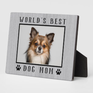 World's Best Dog Mum Paw Prints Pet Photo Rustic Plaque