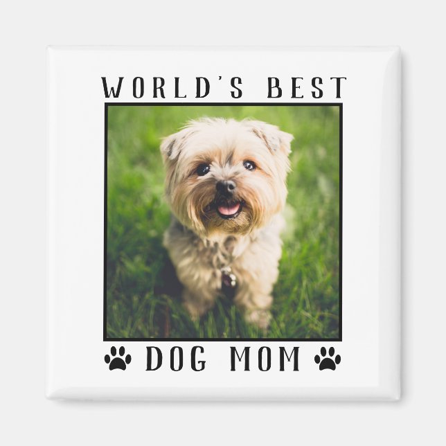 World's Best Dog Mum Paw Prints Photo Frame Magnet (Front)