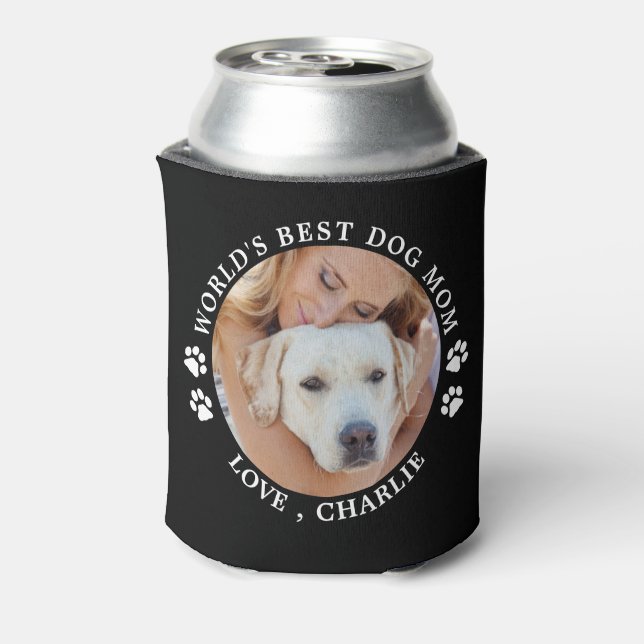Worlds Best Dog Mum Personalised Cute Pet Photo Can Cooler (Can Back)