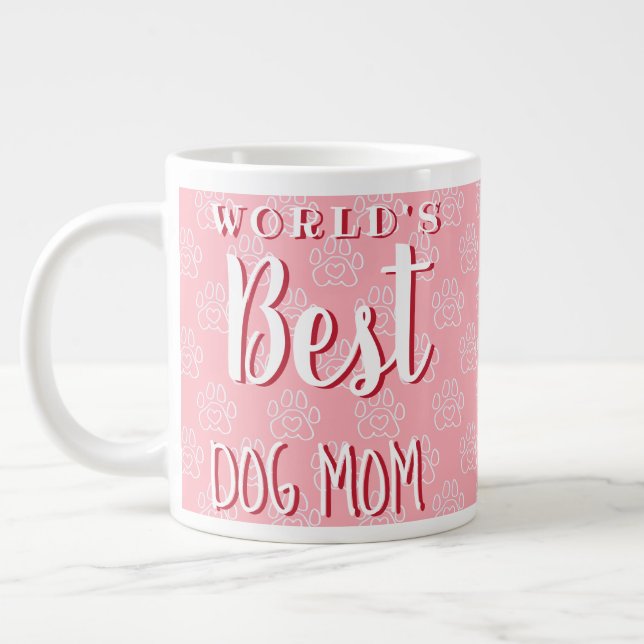 World's Best Dog Mum (Pink) - Customisable Large Coffee Mug (Left)