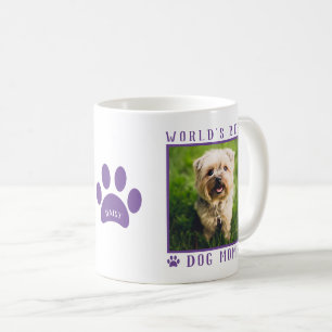 World's Best Dog Mum Purple Paws Name Pet Photo Coffee Mug