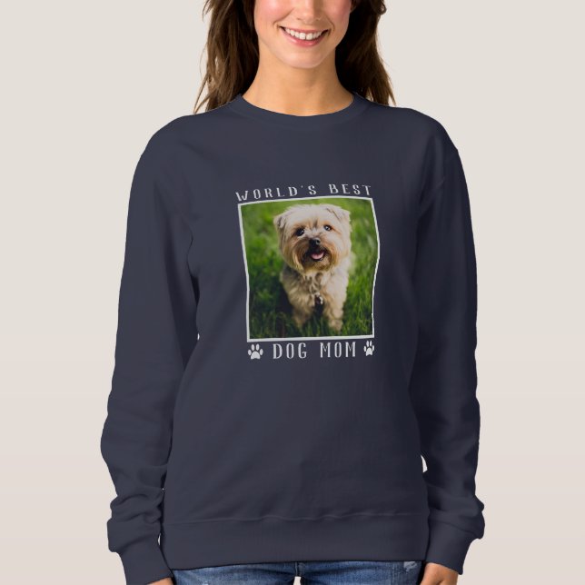 World's Best Dog Mum White Paw Prints Pet Photo Sweatshirt (Front)