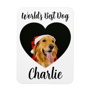 Worlds Best Dog Name Heart Photo Frame Magnet
