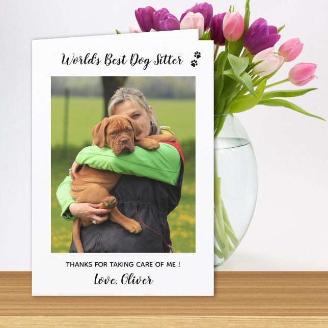 World's Best Dog Sitter Pet Care Pet Photo Thank Y Thank You Card (Creator Uploaded)